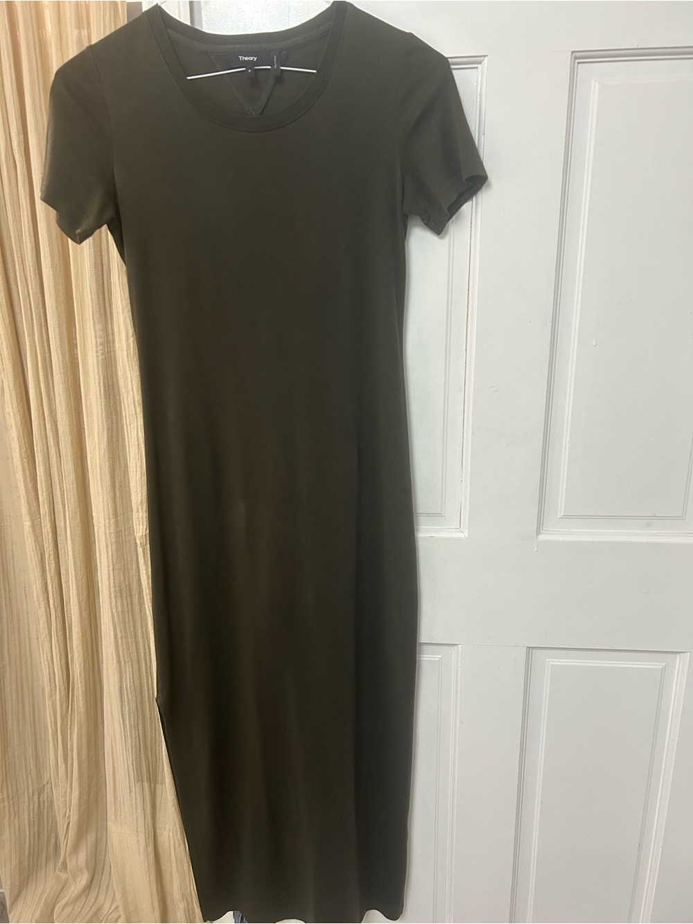 Theory Olive Green Short Sleeve Maxi Dress